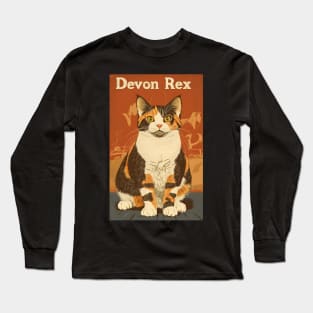 Devon Rex Cat Art Poster Vintage Style Long Sleeve T-Shirt